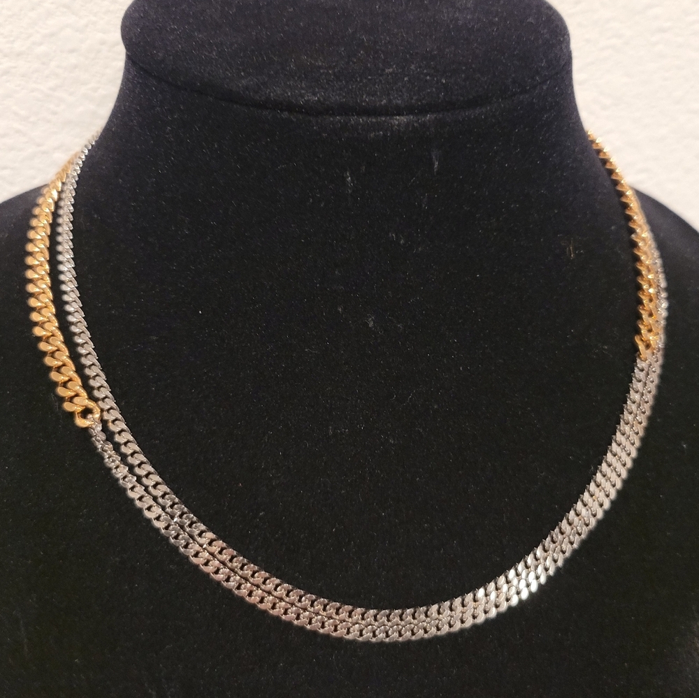 Vita Fede 24k Gold Plated Two-Tone Chain Necklace White & Rose Gold Plated New